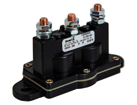 Close-up of the solenoid from the Full Tarp Control Kit With Solenoid, Rocker Switch And Bracket, Wiring Harness, Circuit Breaker