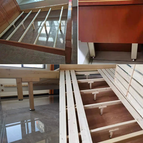 Adjustable TShaped Bed Slat Support Legs Solid Wood Table And Cabinet Feet Easy Install Durable Design shown on bed frame