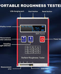 Pro Grade Digital Profilometer For Surface Roughness And Finish Measurements In Engineering And Lab Settings With 0.01 Micron Precision And Multi Parameter Readouts Ra Rq Rz Rt displayed with labeled buttons and features