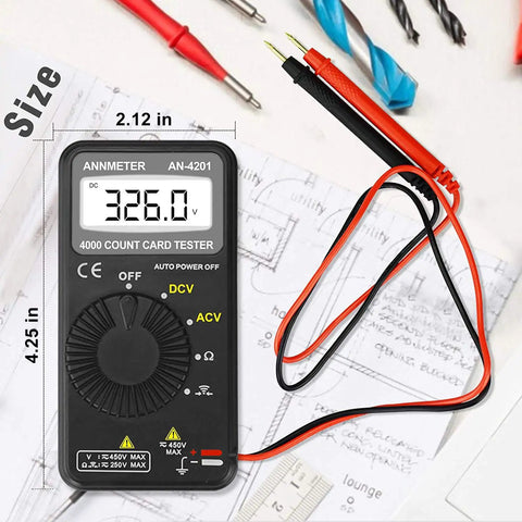 Pocket Handy Digital Multimeter For DIYers Auto Ranging Volt Ohm Meter Measures AC And DC Voltage Resistance Continuity