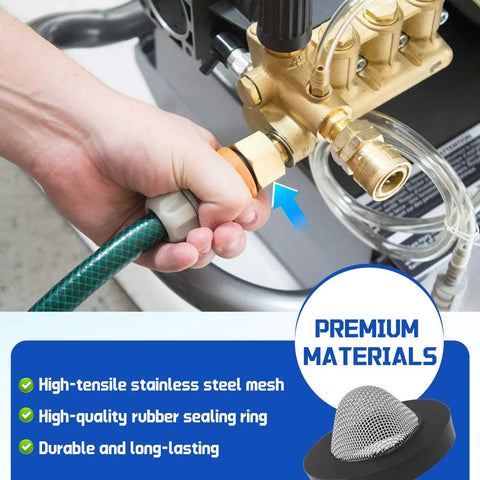 Inlet Screen Filter With Gasket, Three Pack Hose Filter Washers For Pressure Washer Pumps, connecting to a garden hose fitting