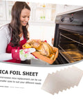 Woman using oven with Pro Grade 10 Pack Microwave Mica Plates Sheets, Heat Resistant Insulation Pads You Can Cut To Fit shown below.