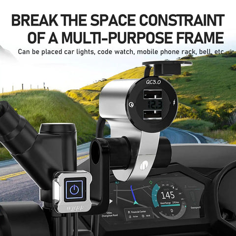 Beefy Aluminum Motorcycle Conversion Bracket With Rearview Mirror Extension Rod Mount Universal Fit For Most Cars Black Heavy Duty