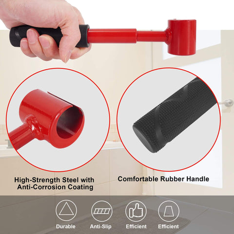 Close-up of high-strength steel tool with anti-corrosion coating and rubber handle from 4 In 1 Door Hinge Adjustment Tool Kit.