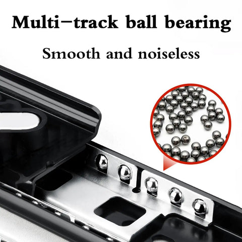 Heavy-Duty Drawer Slides With Soft-Close Ball Bearings Hidden Guides For Kitchen Cabinets, showing multi-track ball bearings close-up