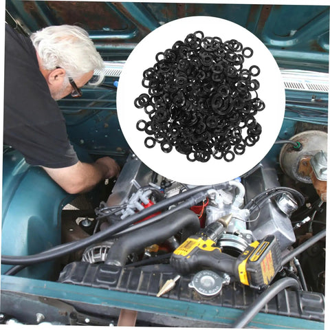 Wave Washer Assortment Kit With 500 Pieces Compression Type Spring Washers For Automotive And Home Use Thrust Loading Three Wave Design For Tight Load Specs Durable Steel Washers, black washers in car engine bay