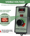 Sweet Spot Variable Speed Controller For AC Motors with LED display showing output voltage and adjustable dial for speed control.