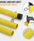 Close-up of yellow coated steel poles for Regulation 20Ft Badminton Net Set For Backyard Portable Outdoor Play showing durability.