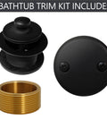 Matte Black Twist And Close Bathtub Drain Stopper Kit Featuring Matching Overflow Faceplate Plus Adapter Bushing For That Slick Bathroom Refresh And Definitely No Fuss Installation Plumbers Choice Gear Handled In A Bulk 50 Pack, includes drain stopper and overflow faceplate.