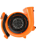 Side view of Beast Air Mover Carpet Dryer With Half HP Motor Dual Speed Industrial Floor Fan Orange Carpet Drying Tool