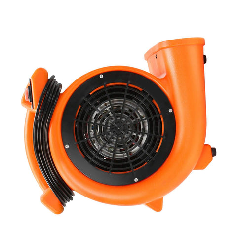 Side view of Beast Air Mover Carpet Dryer With Half HP Motor Dual Speed Industrial Floor Fan Orange Carpet Drying Tool
