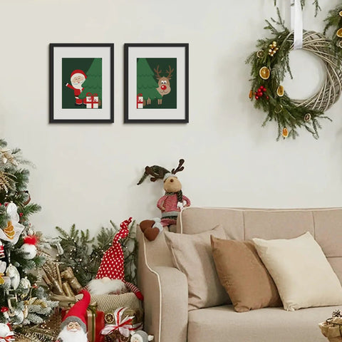 Classic Black 11x14 Picture Frame With Mat For 8x10 Photos Or 11x14 Without Mat displayed on wall, part of Christmas decor.