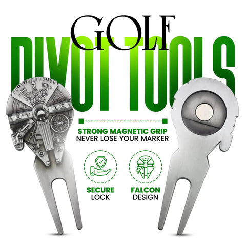 Funny Golf Ball Marker With Magnetic Hat Clip, durable enamel design with Falcon detail and divot tool for marking putts.