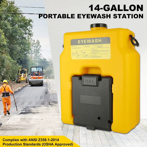 Portable Eyewash Station Emergency OSHA Approved Wall Mounted Eye Wash First Aid 14 Gallon Eye Irrigation Equipment