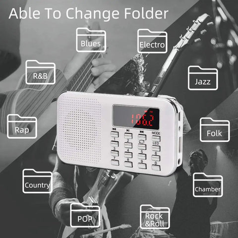 Tiny But Mighty Ultra Compact AM FM Pocket Radio With MP3 Player LED Flashlight And Micro SD TF Card USB Support Auto Scan Save