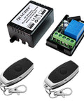 12V DC One Channel 433MHz Wireless Relay Remote Control Kit With Transmitter And Receiver For Light Momentary Switch 1 Relay Stable Signal Through Walls Up To 50m, showing kit components