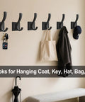 Heavy Duty Black Towel Hooks 3 Pack For Bathroom Wall Mount Robe Coat Hats Bags Keys And More Utility Hangers displayed on wall