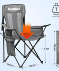 2 Pack Foldable Outdoor Camping Chairs With Built In Cooler Pouch Ultra Comfy Cushioned Seats Mesh Backrest And Cup Holder Pocket In Grey