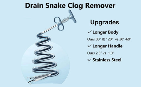 Extra Long 120 Inch Sewer Cleaning Hook Grabber For Clogs In Kitchen Sink Bathroom Toilet And Shower Upgraded Stainless Steel Drain Snake Hair Catcher Slim Flexible Design For Easy Drain Cleanup