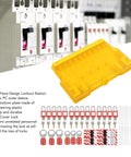 Lockout Tagout Station Kit With Padlocks, Keys, Hasps, Hangtags And Visual Management Board, Secure Cover For Industrial Safety On The Shop Floor, Perfect For Factory Equipment Maintenance And Compliance, yellow plastic cover
