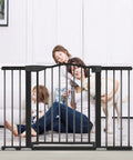 Extra Wide Baby Gate With Door For Doorways And Stairs Walk Through Swing Gate Pressure Mounted Tool Free Setup installed in doorway