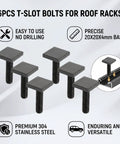 No Drill Install Heavy Duty Four Square Head T Slot Bolt Adapters For Roof Rack Crossbars Smooth Slide Fit durable 6 piece set
