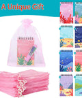 Bulk Stationery Gift Set with 24 Four In One Retractable Pens Multi Color Inks 24 Mini Notebooks and Organza Bags