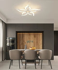 LED Ceiling Light With Remote 42W Dimmable Modern Flame Shape Flush Mount Chandelier over a modern kitchen dining area
