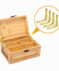 Wooden jewelry box with Gold 12 Pack Mini Jewelry Box Hinges 90 Degree Zinc Alloy With Screws, 1.18 Inch installed