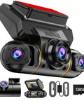 4 Channel Dash Cam With 360 View And 1080P Front Rear Inside Left Right Cameras, Parking Monitor With Hardwire Kit, IR Night Vision, 128GB Card Included