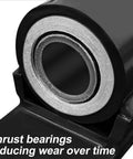Joytrace 7-inch gate hinge bearing housing, black finish, carbon steel construction (close-up view)