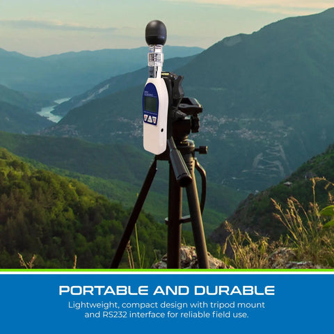 WBGT Heat Stress Meter With Dry Bulb, Wet Bulb, And Globe Temperature For Accurate Readouts In Workplace, Sports, And Outdoor Activities With Large LCD Display And Fast Pro Grade Sensing mounted on tripod outdoors