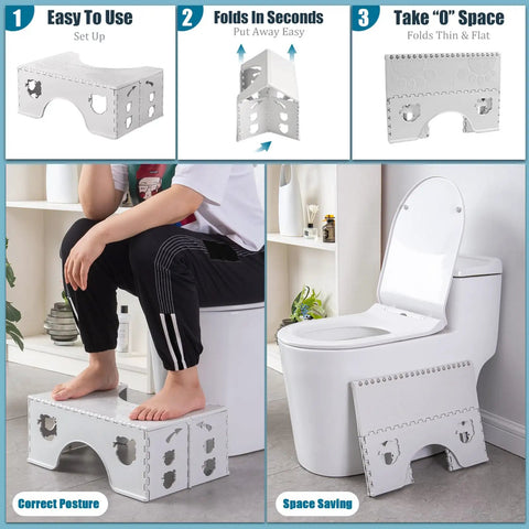 Foldable Toilet Stool 7 Inch Height Portable Travel Foot Stool For Better Squatting Posture Anti Slip Feet in bathroom use