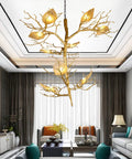 Make Your Spot Hit Different With This Top Notch Nine Light Art Branch Ceiling Pendant Light Featuring Chinese Zen Inspired Hanging Design And Durable Metal Build in a modern living room setting.