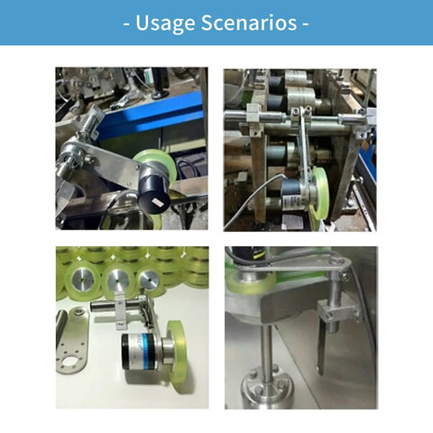 Usage scenarios of Adjustable Non Slip Aluminum Encoder Bracket for 38mm encoders with 6mm shaft in various installations.