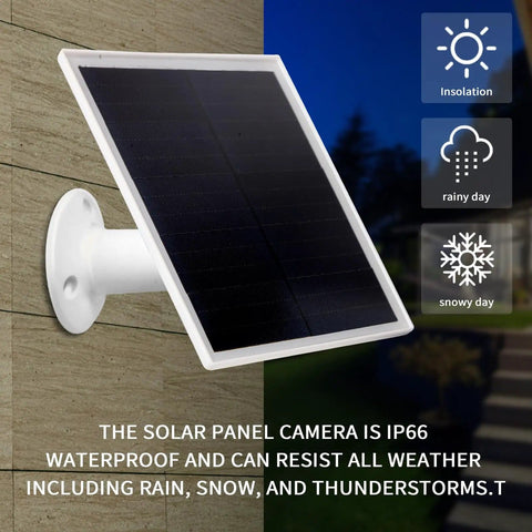 6W Solar Panel Charger For Outdoor Cams With Micro USB And USB-C, IP66 Waterproof, 360 Degree Adjustable Security Mount