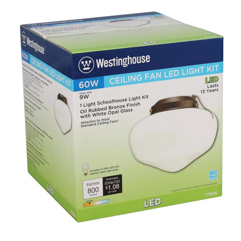 Box of Led Schoolhouse Ceiling Fan Light Kit For Indoor Outdoor Use Energy Star Rated Three Fitters With White Opal Glass Shade