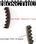 Close-up of Three Pack 669-18-30 CVT Drive Belt For GY6 139QMB showing 18mm width and 30-degree groove angle