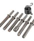 Heavy Duty Pneumatic Air Rivet Hammer Kit with 7 Pieces Smoothing Chisels, steel construction, 6 heads and spring set