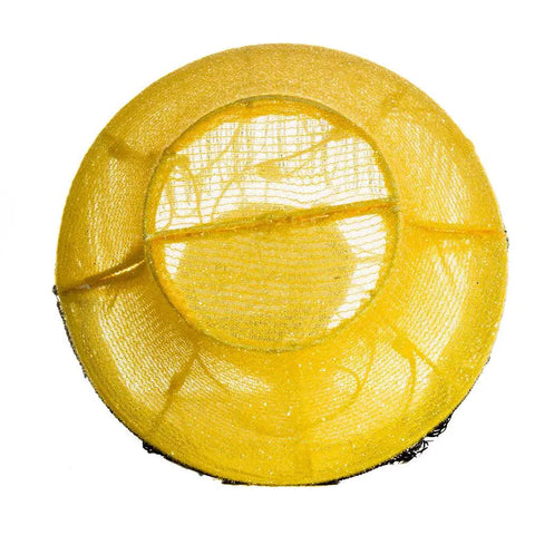 Top view of Iconic Leg Lamp Lawn Decor In 3D Tinsel With LED Lights, showcasing yellow tinsel material and construction