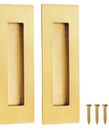 Recessed Finger Flush Pulls For Pocket And Sliding Barn Doors In Brushed Gold Stainless Steel Rectangular Door Pulls 2 Pack 6 Inch