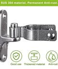 Close-up of Two Pack Of Top Shelf 304 Stainless Steel Gate Hinges showing durable, anti-rust design for barn doors and sheds.