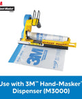 Pro Grade Masking Film For Hand Masker 48 Inch By 180 Foot Roll in M3000 Dispenser on blue background