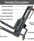 Heavy Duty Electric Pallet Stacker With Wireless Remote Control 661 Lb Capacity 4 Foot Lift Height and Adjustable Forks, close-up of welded frame.