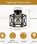 Must Have Industrial Black Hexagon Farmhouse Ceiling Light Fixture, dimensions and specifications diagram