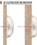 Side view of 20 Pack Brushed Nickel Cup Drawer Pulls For Cabinets And Dressers, 3 Inch Hole Centers, showing 2 length screws.