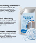 Slick Self Leveling Concrete Crack Filler With Heavy Duty Waterproof Sealant For Walls Floors And Driveways Zero Mess tube showing self-leveling sealant features.