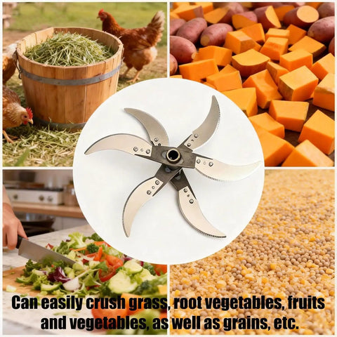 Six Blade Stainless Steel Grass Shredder Kit For Home Farm Use With 12 Mounting Holes, Four To Six Blade Configurations, Livestock Feed And Grass Chopper For Hay, Grass, Fruits, And Chopped Fodder, stainless blades