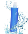 Ultra Lightweight Foldable Water Bottle For Hiking And Outdoor Adventures, 250ml capacity, blue pouch, with splash design