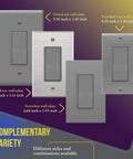 Slick Decorator Paddle Rocker Light Switch Gloss Gray Finish Single Pole 3 Wire Grounding Screw Residential Grade